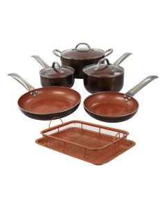 Copper Pan Cooking Excellence 10 Piece Nonstick Cookware Set in Copper