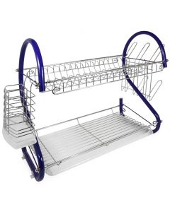 Better Chef 2-Tier 16 in. Chrome Plated Dish Rack in Blue
